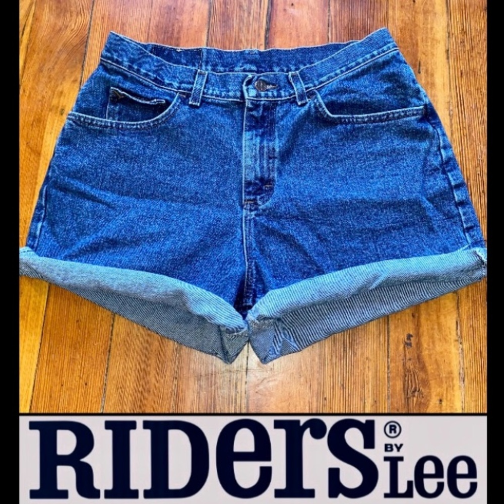 Vintage Riders By Lee High Rise Waist Mom Shorts Denim Dark Wash Plus Size